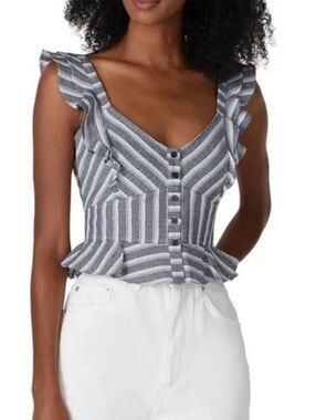 Marissa Webb Collective Blue Stripe Crop Top | Size 0